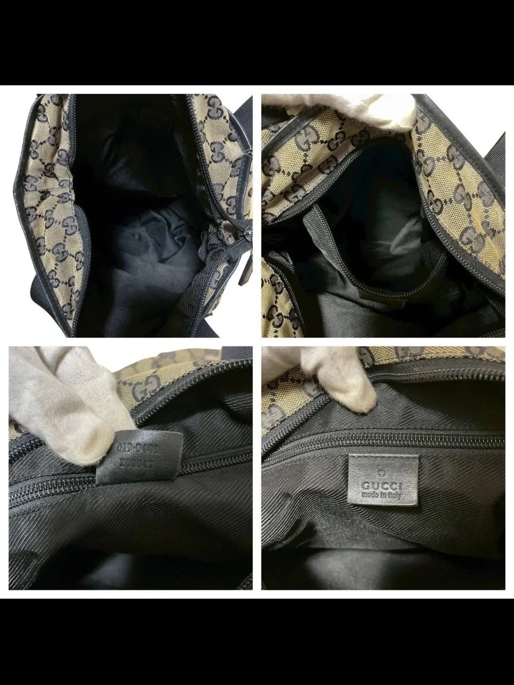 Gucci Beige GG Canvas Tote with Black Leather Accents